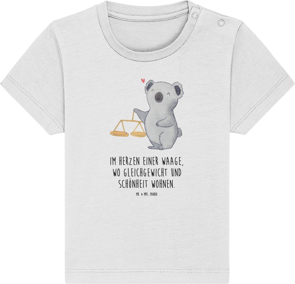 Mr. & Mrs. Panda Babyshirt Waage Astrologie 0. - 6. Monat - Weiß - Geschenk, Baby T-Shirt, Kleinkind, Sternzeichen, Geburtstagsgeschenk, Jerseyshi...