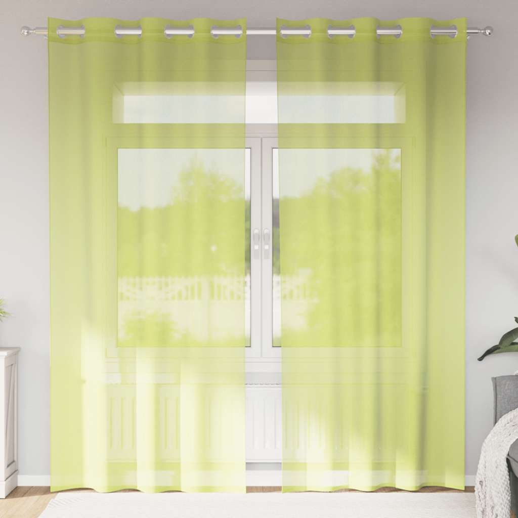 "SALE 2026"Vorhänge/Gardinen - Voile Vorhänge mit Ösen 2er set - modernes Design - für Wohnzimmer Schlafzimmer - Apfelgrün 140x245cm NEU974931...