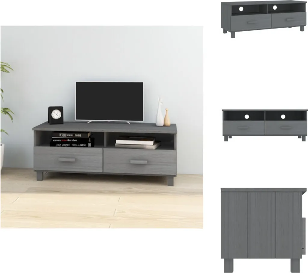 Porta TV vidaXL HAMAR 106x40 cm: Robusto Legno di Pino Grigio