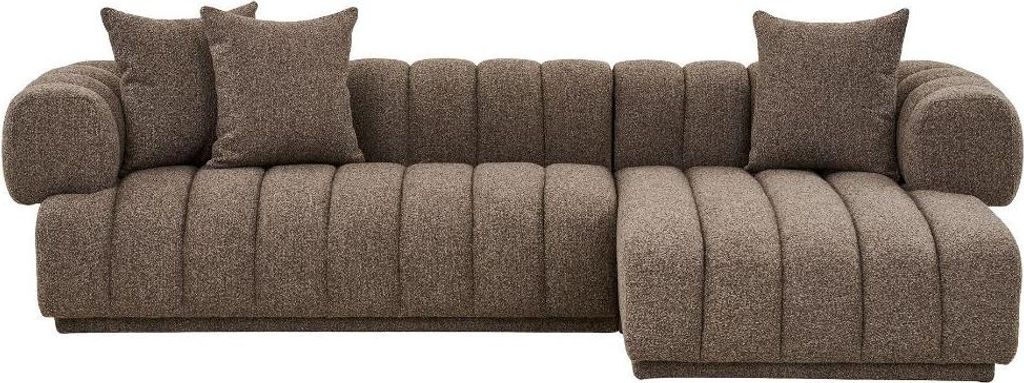 Ingrid Sofa rechtsausgerichtet inkl. 3 Zierkissen braun.