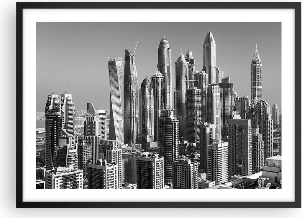 Gerahmtes Poster - Schwarzer Rahmen - Wolkenkratzer Fotografie Dubai - 70x50 cm - Wand Bild - Wanddeko - Wandbilder - Kunstposter - Wandposter - Bi...