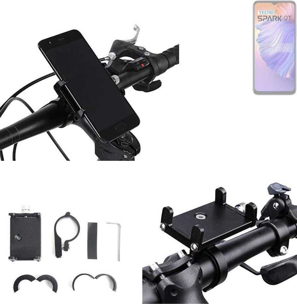 K-S-Trade Handyhalterung für das Fahrrad kompatibel mit Tecno Spark 9T Halter Lenkstange Fahrradhalterung Motorrad Bike Mount Befestigung Smartphone