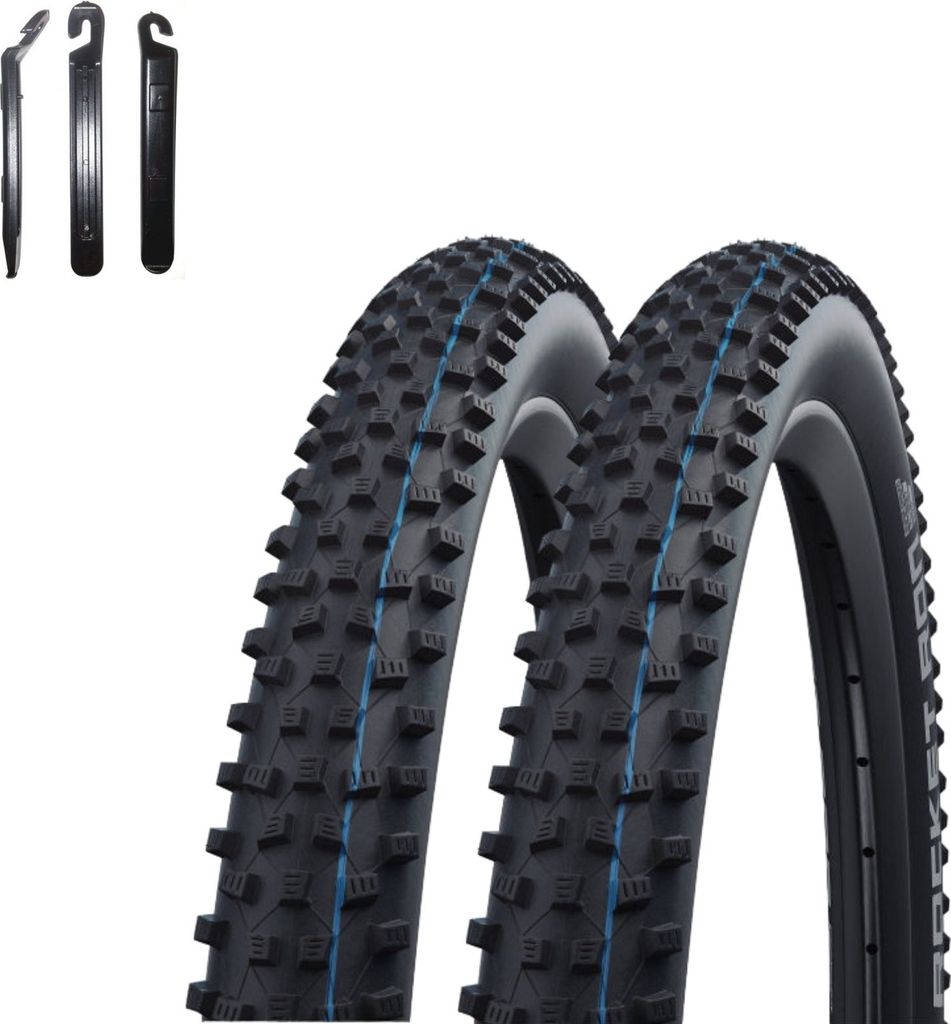 2 x Faltreifen Schwalbe Rocket Ron Evolution Super Ground 27" Schwarz 57-584 (27 x 2.25) inkl. Reifenheber