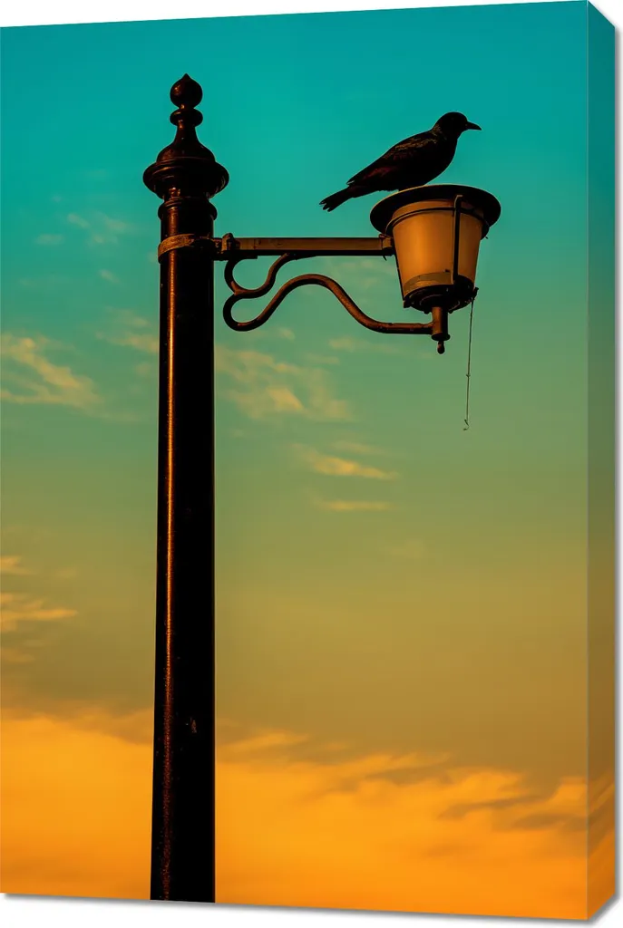 Stampa su Tela 60x90 cm Tramonto sul Faro - Quadro con Telaio in Legno