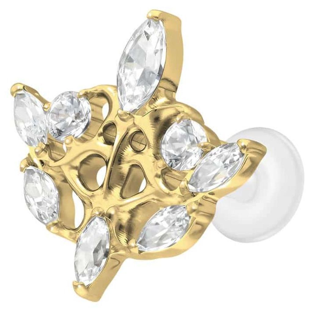 Ohrpiercing, Nasenpiercing PTFE Labret mit Innengewinde + Titan-Aufsatz GOTISCHES DESIGN Gold Stablänge: 9mm | Stabstärke: 1,2mm