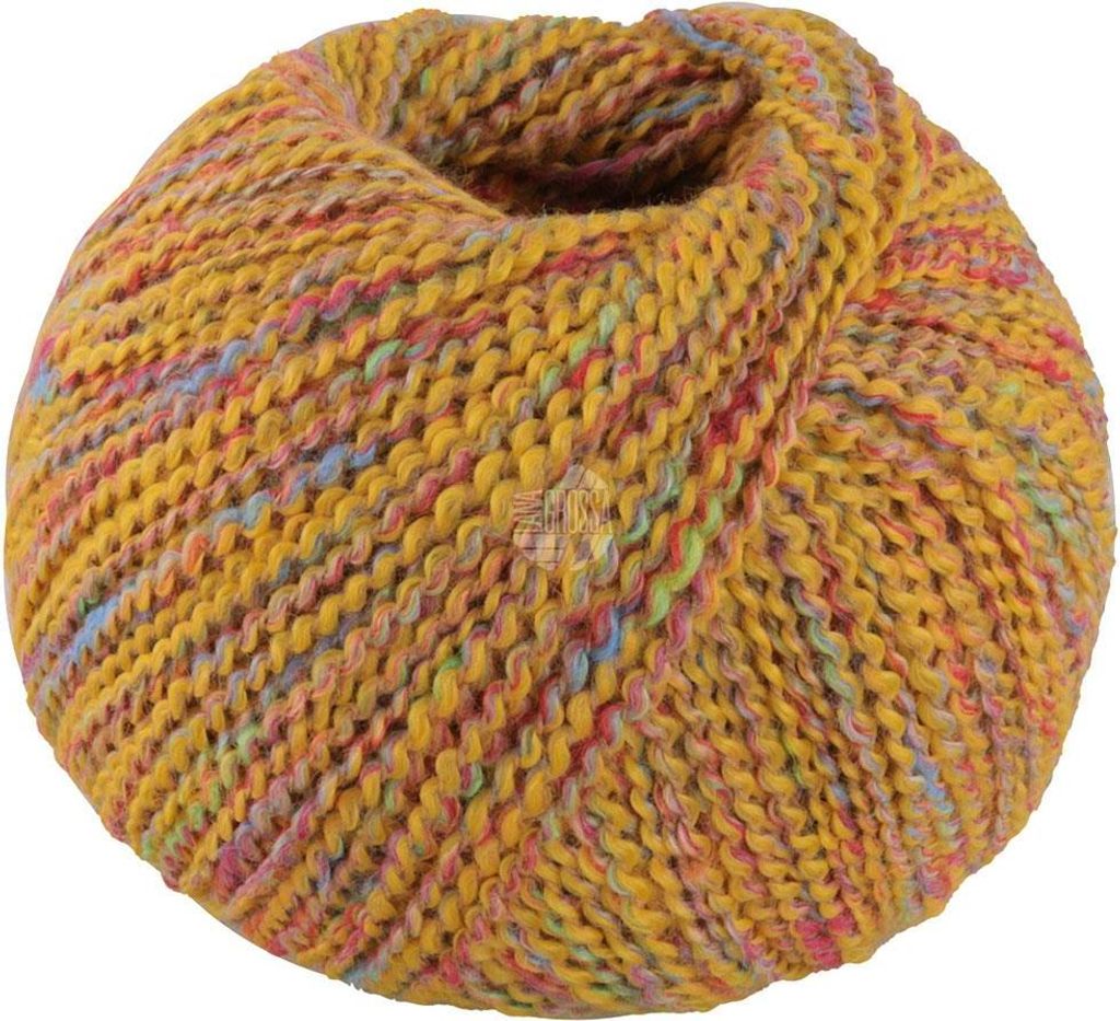 Lana Grossa MAGLIA 50 g mehrfarbiges und strukturiertes Garn mit lebhafter Optik 155 m Farbe 002 - Gelb/Rot/Hellgrün/Pink/Braun