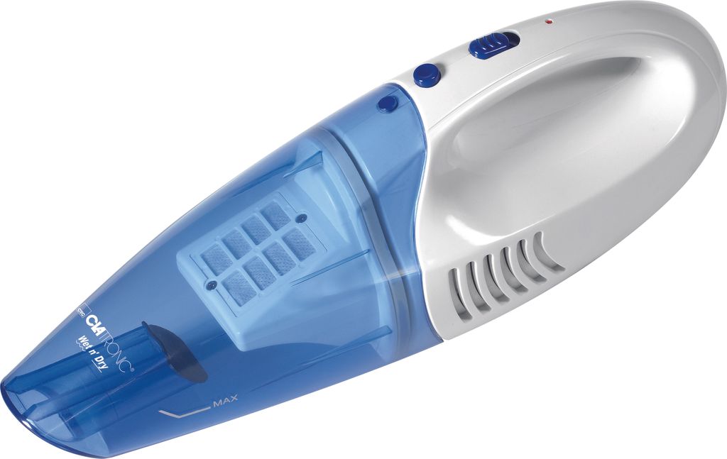 A close-up, studio shot of a handheld vacuum cleaner.