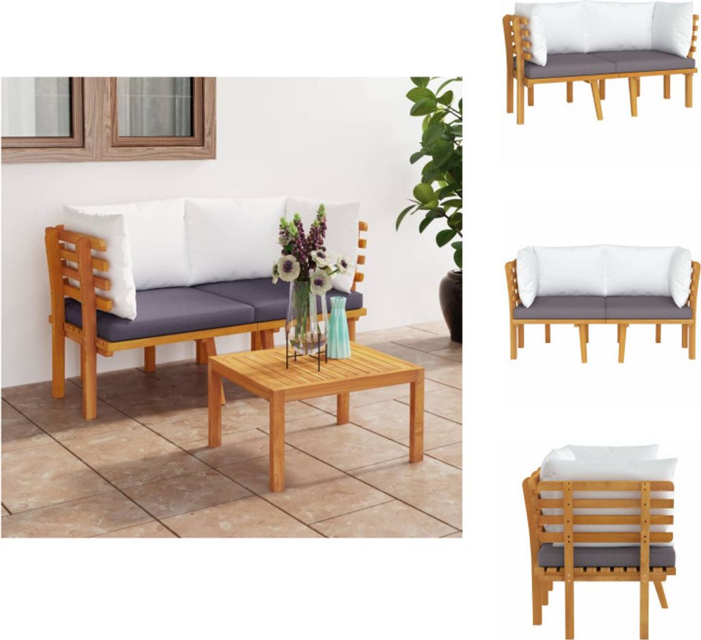 vidaXL 2-Sitzer-Gartensofa mit Kissen Massivholz Akazie - Gartensofaelemente