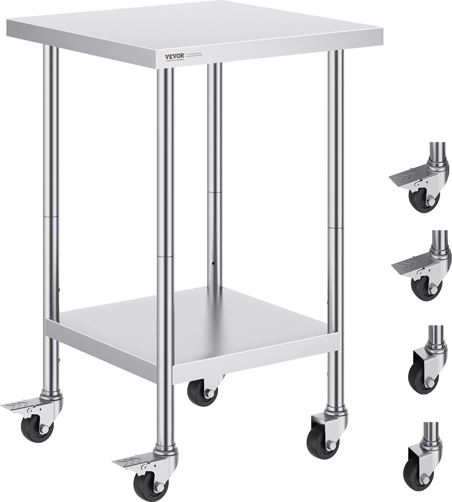 Stół roboczy ze stali nierdzewnej VEVOR, 61 x 61 x 96,5 cm, Zdjęcie produktu 