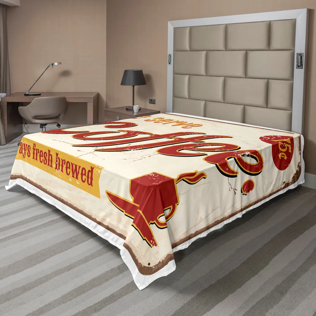 Drap Supérieur Décoratif Style Ancien Motif Café et Métal 260x228cm