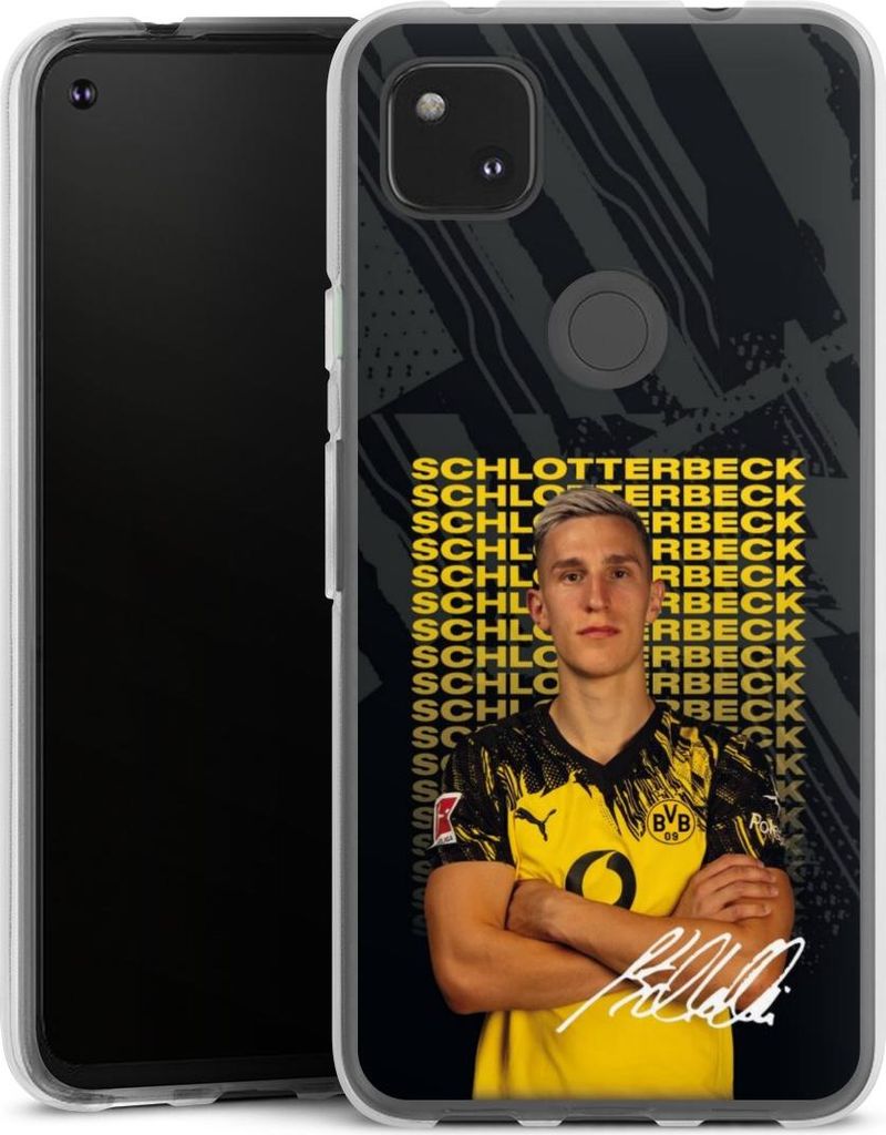 DeinDesign Handyhülle für Google Pixel 4a Silikon Hülle Case Smartphone Schutzhülle BVB Borussia Dortmund Nico Schlotterbeck