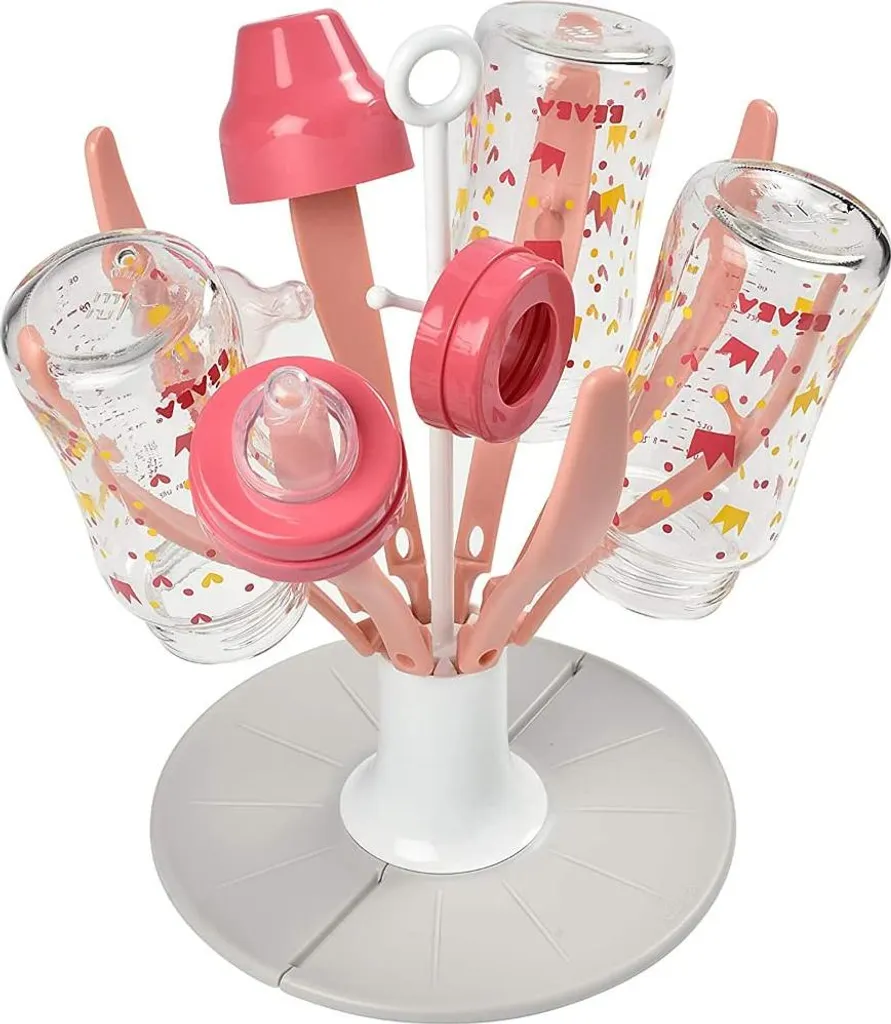 BEABA Égouttoir à Biberons Rose Compact - Sèche-Biberons Transportable - 2