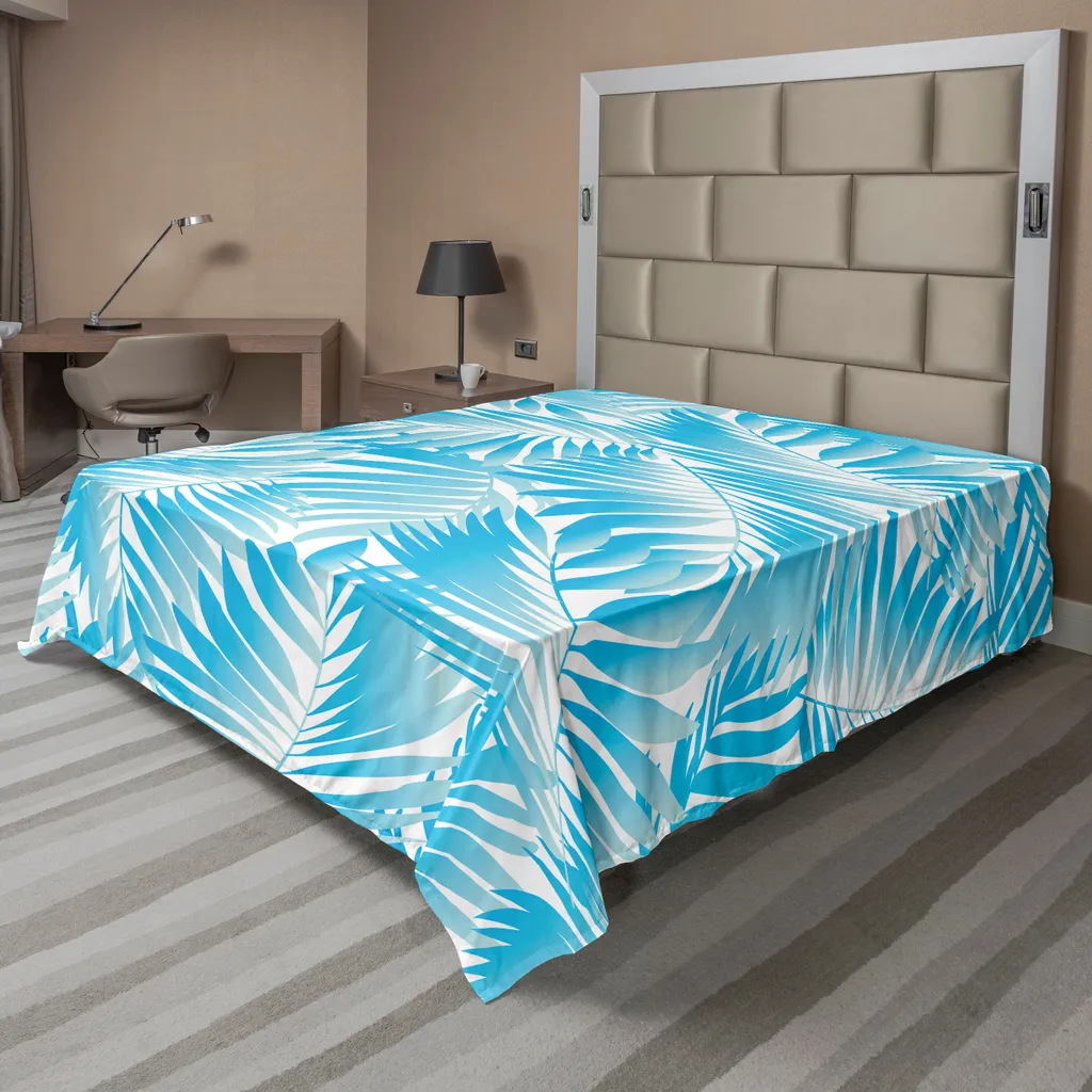 Drap de lit été pour chambre et maison de vacances motif tropical 244 cm
