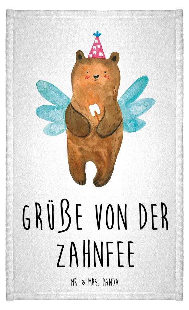 Mr. & Mrs. Panda Handtuch Bär Zahnfee - Weiß - Geschenk, Fee, Frotteetuch, Teddy, Klein, Milchzahn, Kleines, Gästetuch, Erster Zahn, frottierhan...