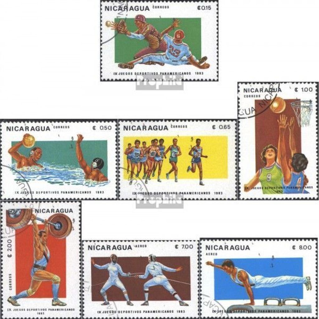Briefmarken Nicaragua 1983 Mi 2400-2406 (kompl.Ausg.) gestempelt Panamerikan. Sportspiele