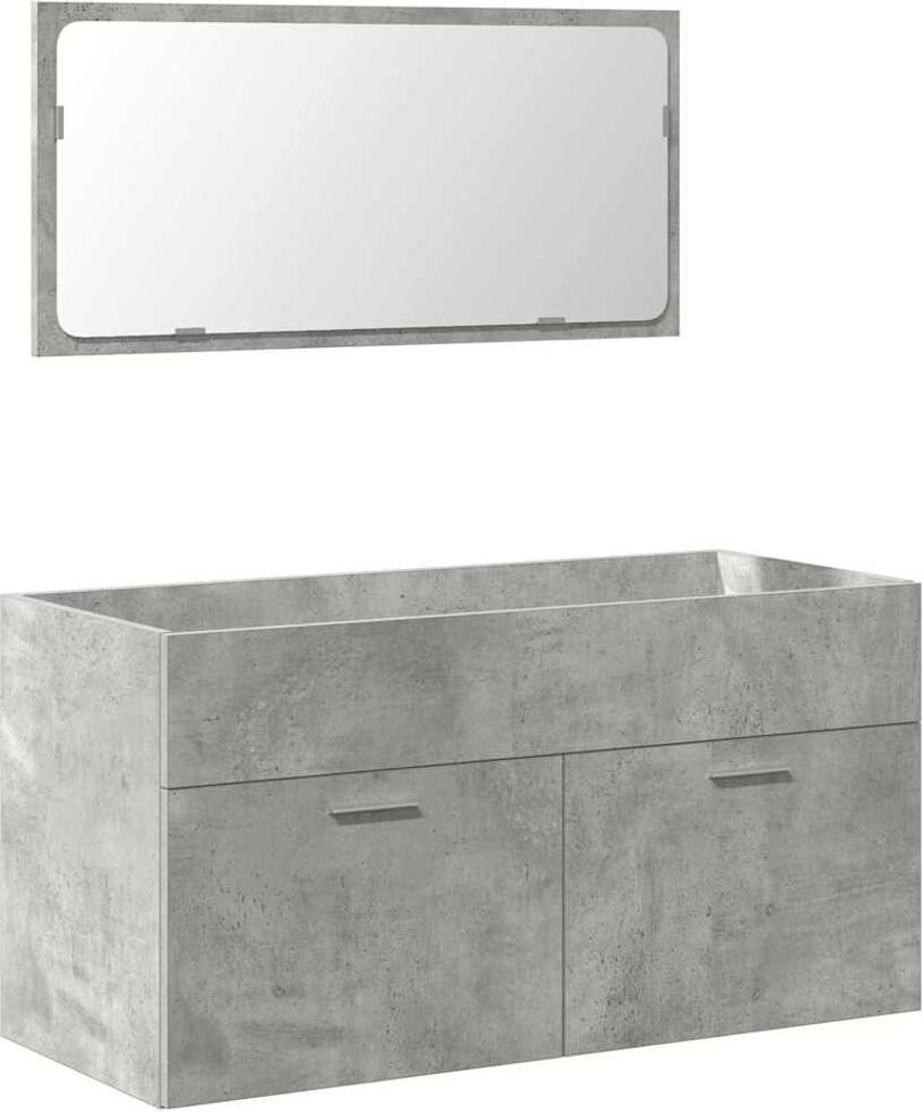 Badschrank mit Spiegel Betongrau Holzwerkstoff