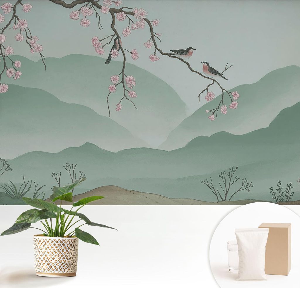 Fototapete - 152x104 cm - Tapete - Wandtapete - Wandbilder - Dekofolie - Tapete Folie - Wand - Dekoration - Wohnzimmer - Japanische Serenade