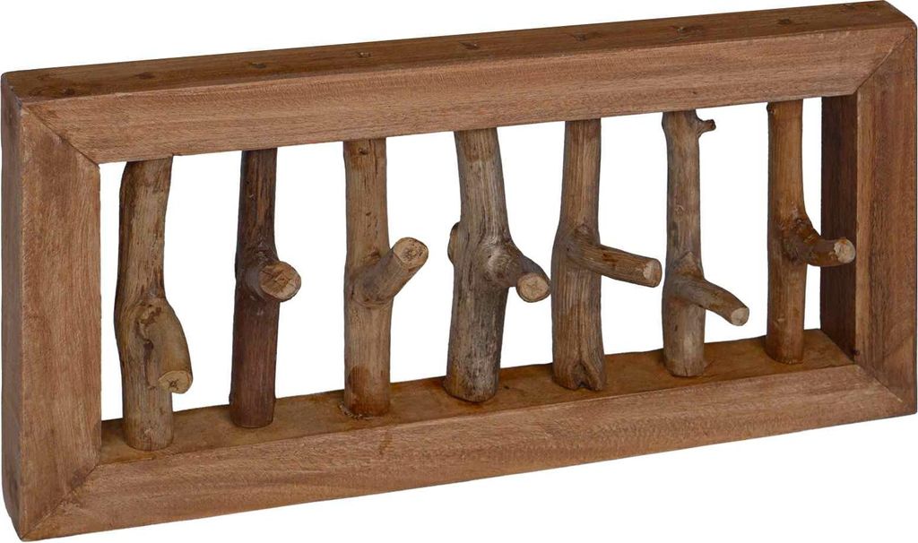 vidaXL Mantelhaken Natur 50 x 10 x 25 cm Massives Mahagoni Holz