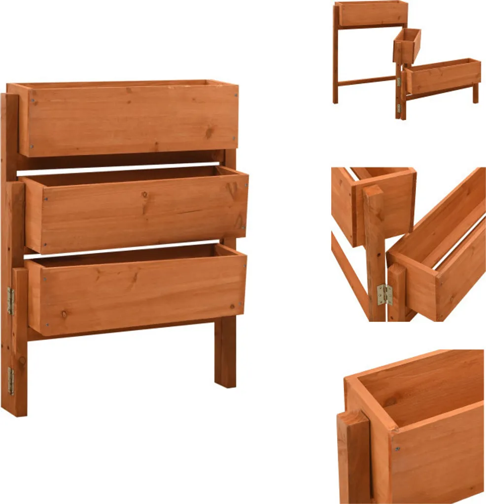 vidaXL Bac à plantes pliable orange 60x14x75 cm en bois de sapin massif
