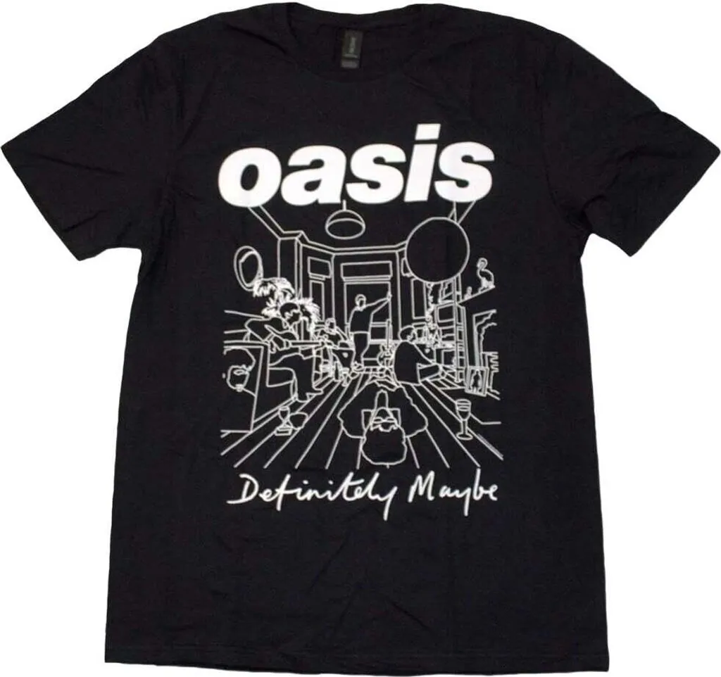 T-shirt Oasis Noir Graphisme Minimaliste Definitely Maybe Taille L Confort
