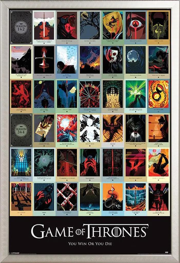 Regalo Fan Game of Thrones: Poster Episodi e Cornice Argento Shinsuke