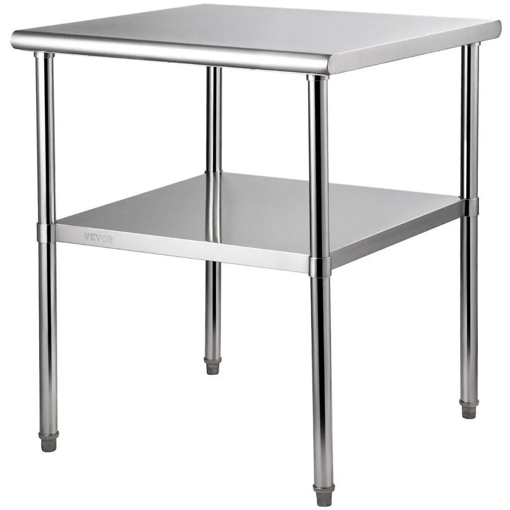 Table de cuisine en inox robuste 76x76 cm haute capacité 363 kg