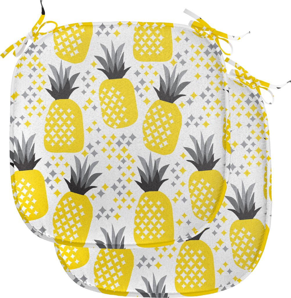 ABAKUHAUS Exotisch Polster für Esszimmerstühle, Tropic al Theme, Dekoratives wasserfestes Kissen mit Riemen für Küchensitze, 40 cm x 40 cm-2er ...