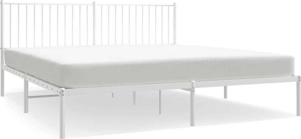 vidaXL Postel s čelem kovová bílá 183x213 cm Obrázek produktu 