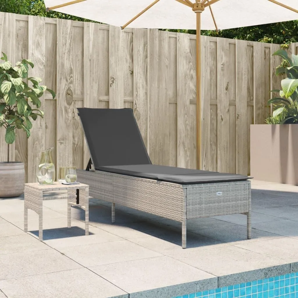 Transat Bain de Soleil en Polyrotin Gris Clair avec Petite Table vidaXL