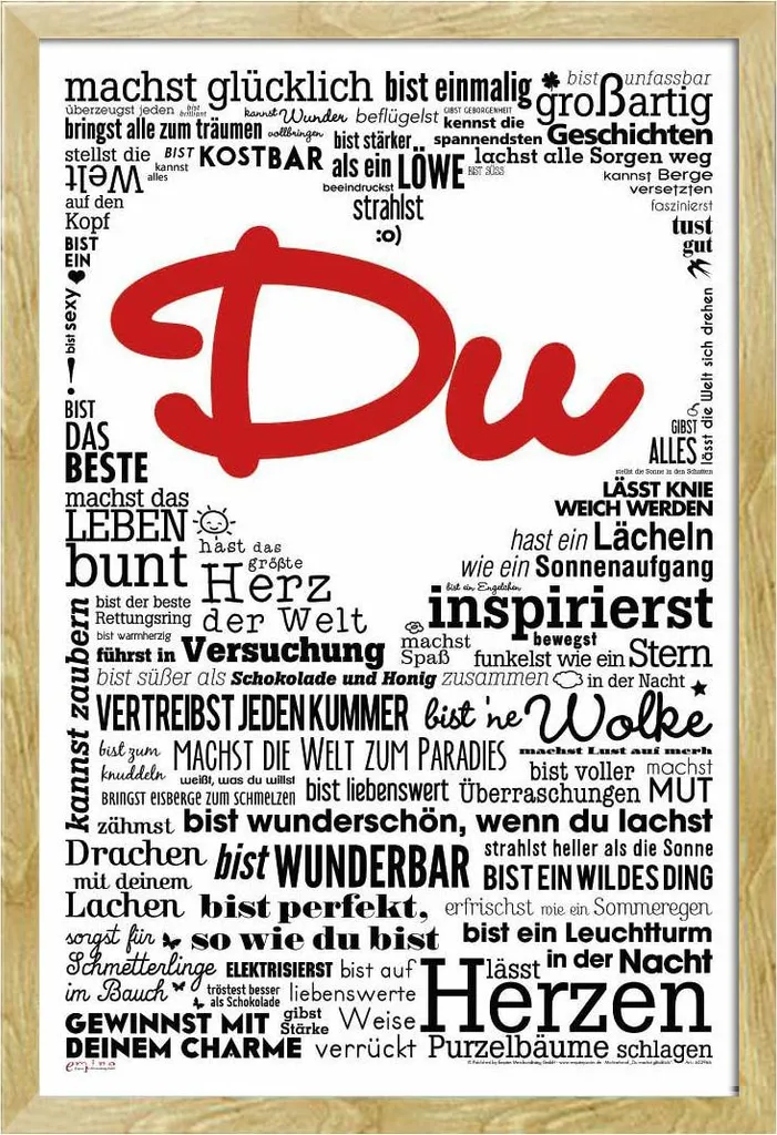 Poster décoration Tu rends heureux cadre bois hêtre 61x91.5 Shinsuke