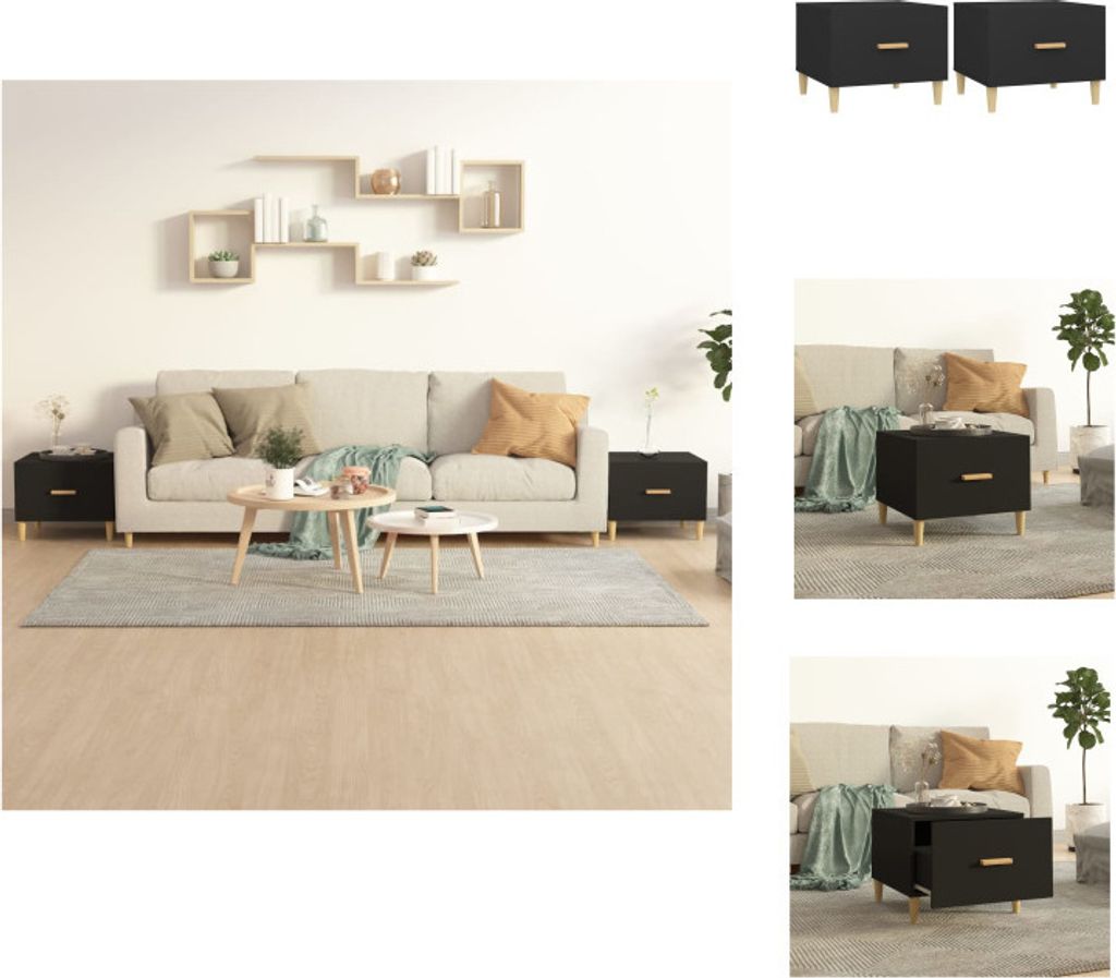 vidaXL Couchtische 2 Stk. Schwarz 50x50x40 cm Holzwerkstoff - Couchtische