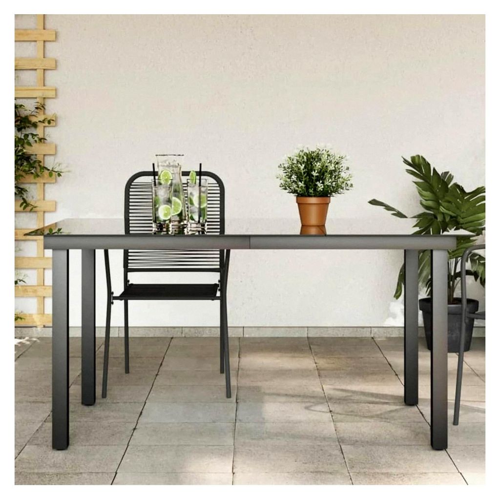 Gartentisch Schwarz 150x90x74 cm Aluminium und Glas
