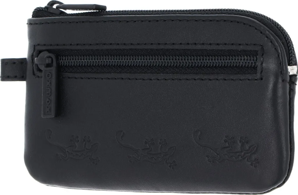 oxmox Portachiavi Pelle Nera Lizard - Keyholder Slim per Uomo