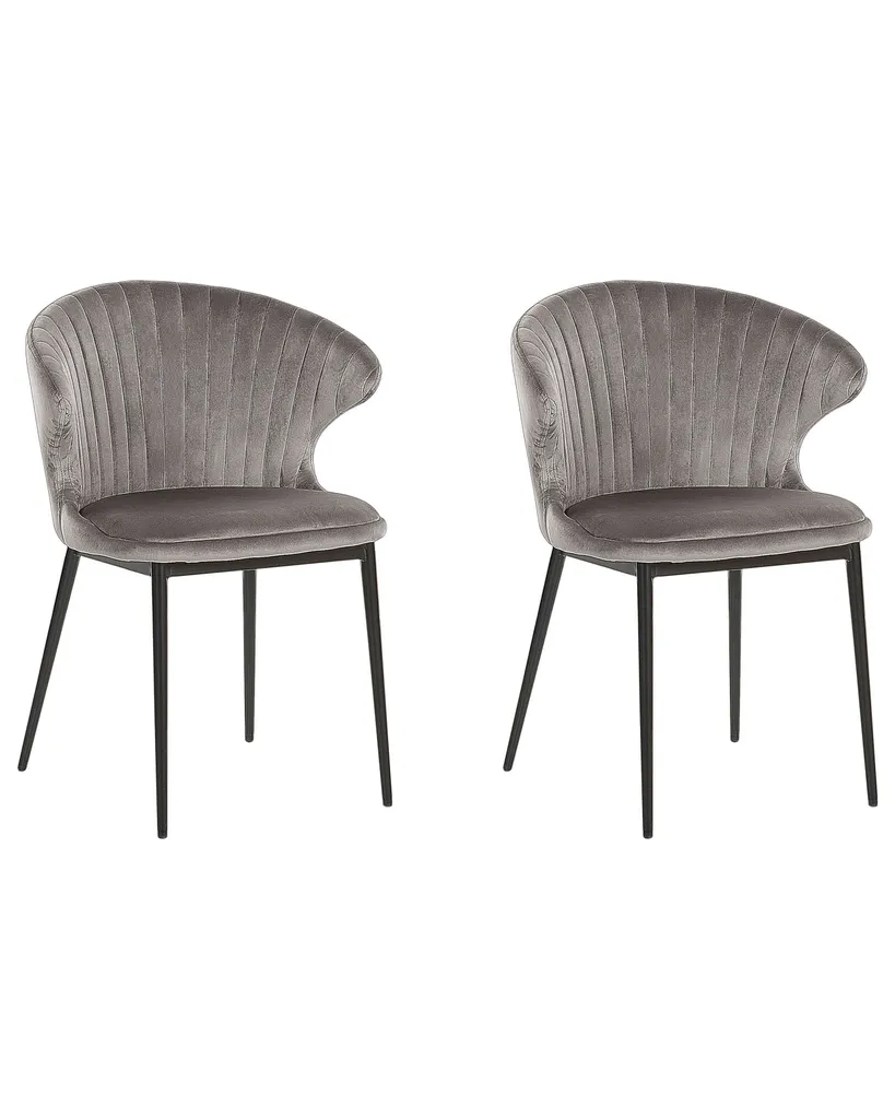 Chaises de salle à manger en velours gris lot de 2 - Modèle Augusta chic