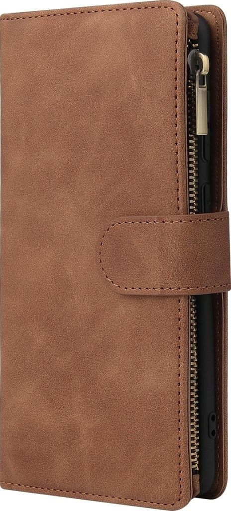 Mobigear Zipper Samsung Galaxy A71 Hülle Klapphülle Geldbörse - Braun