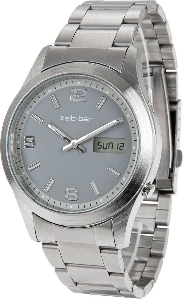 Zeit-Bar Funk-Armbanduhr Herren, mit Datums- und Produktbild 