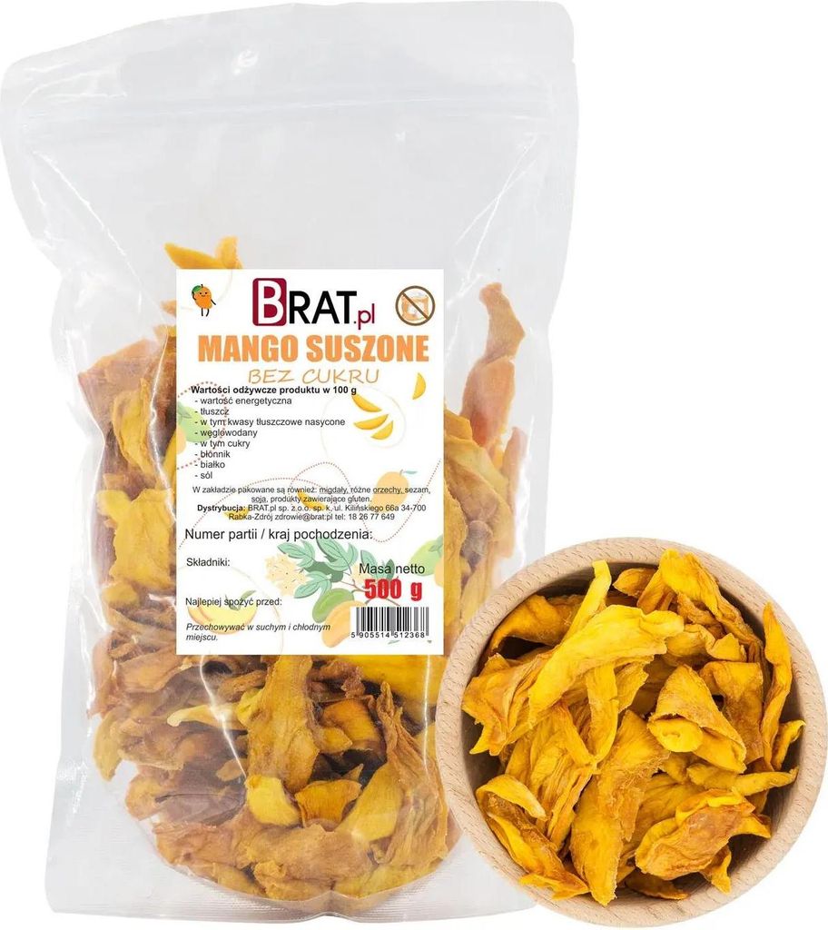 Mango suszone bez cukru 500g Zdjęcie produktu 