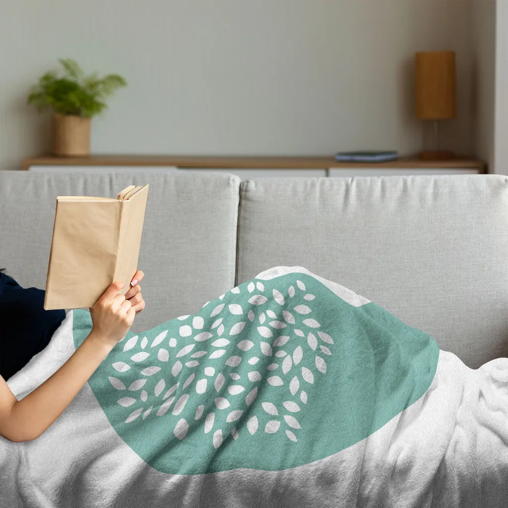 FY FIBER HOUSE Coperta Flanella Quadri Cuore Morbida Calda Regalo Salvia