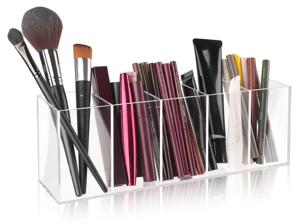 Rangement maquillage acrylique 5 zones : fini le désordre des pinceaux