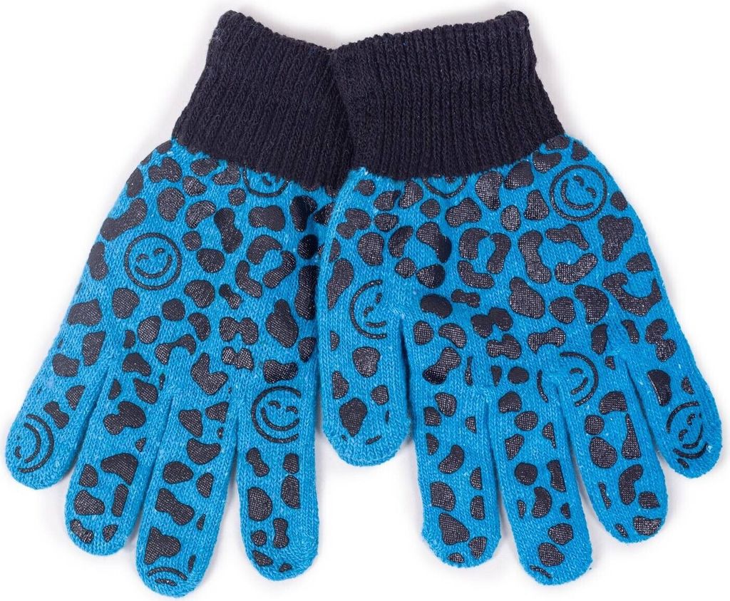 Blaue Smiley-Handschuhe für Mädchen mit fünf Fingern 18 YOCLUB