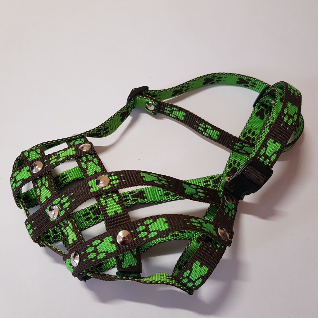 Palkar Nylon-Maulkorb für kurze Nasen für Hunde in der Größe. 4 29 cm x 7 cm schwarz-grün