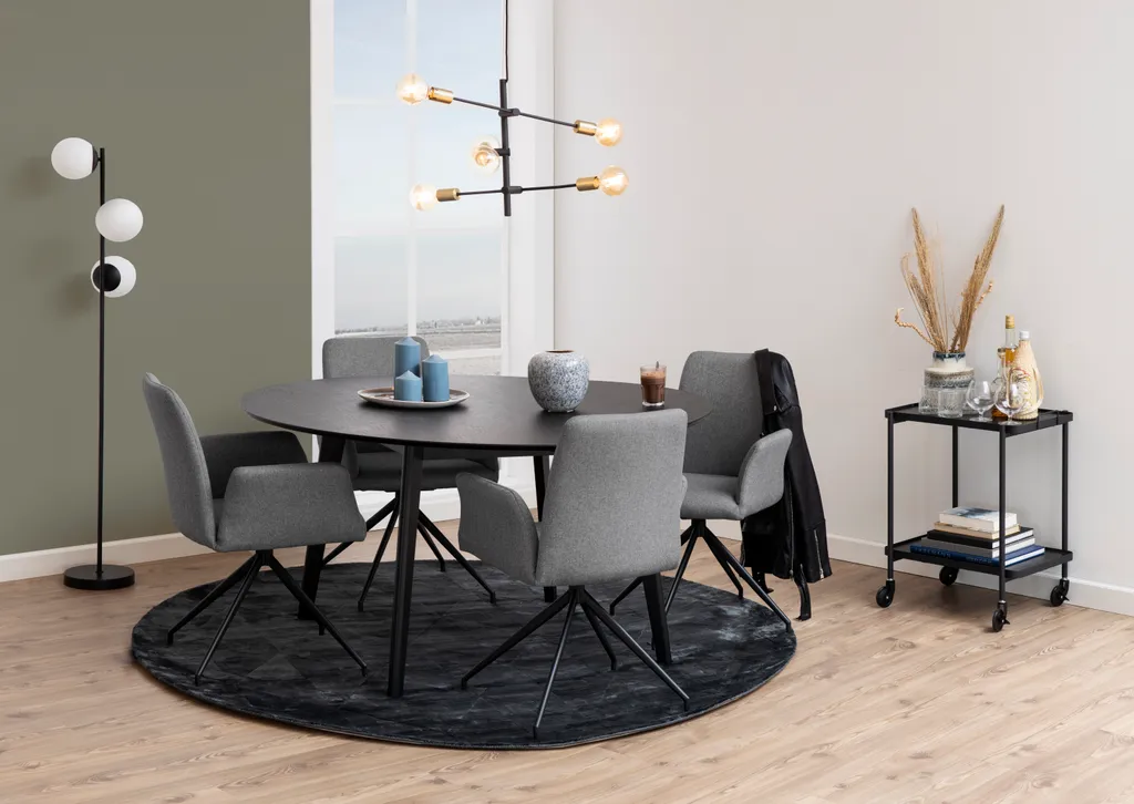 Table de salle à manger Roxby Ø140 cm noire en bois design scandinave - 7