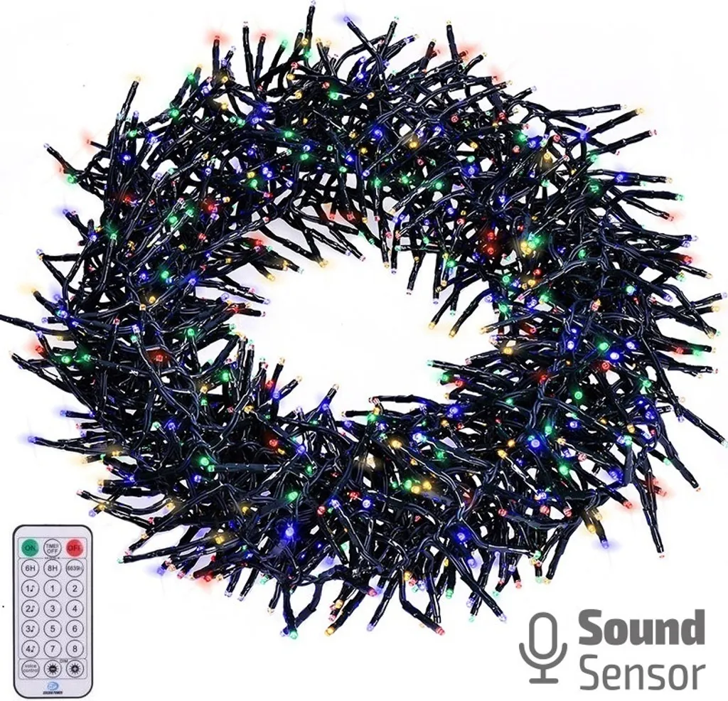 Décoration de Noël : Chaîne LED Solight 5m - 576 LEDs avec Capteur Sonore