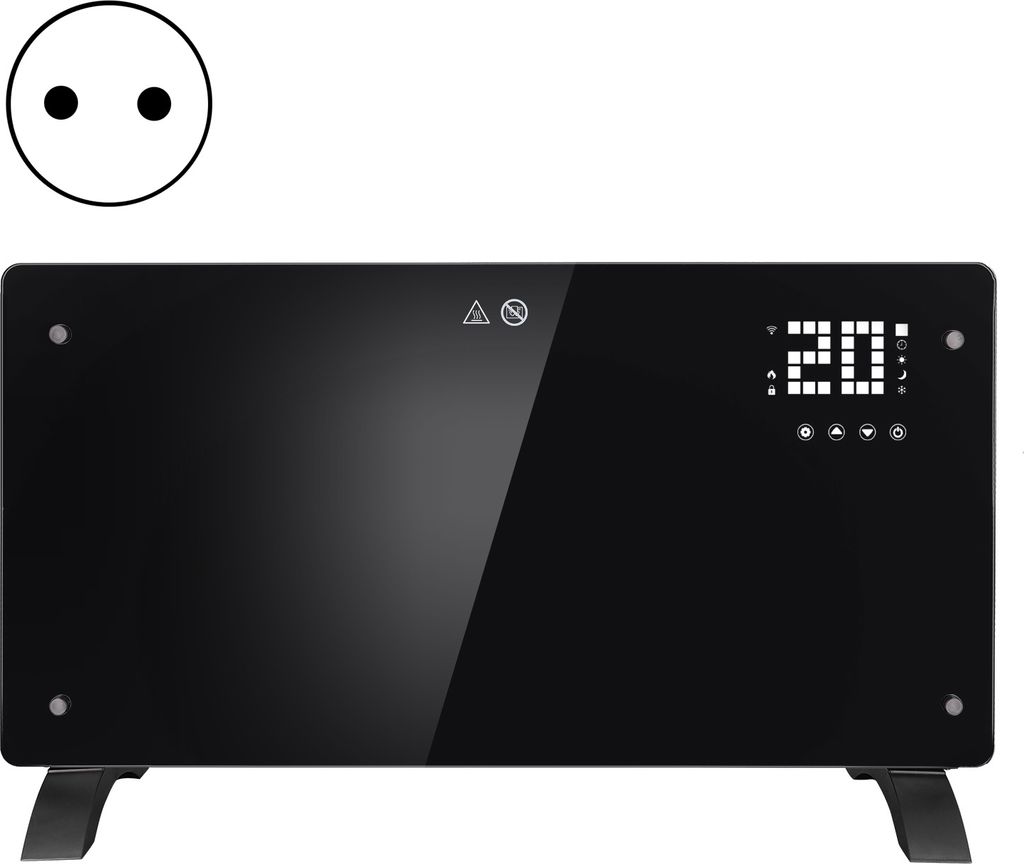 GCH-20B Glasflächenheizung, Abnehmbare Füße, 1000/2000 W, Touchscreen, LED-Anzeige, Fernbedienung, Wandmontage, elektrische Glas-Konvektionsheiz...