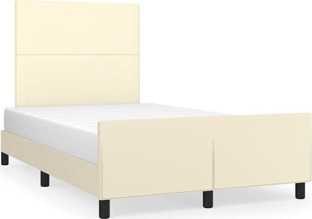 vidaXL Bettgestell ohne Matratze Creme 120x190 cm Kunstleder