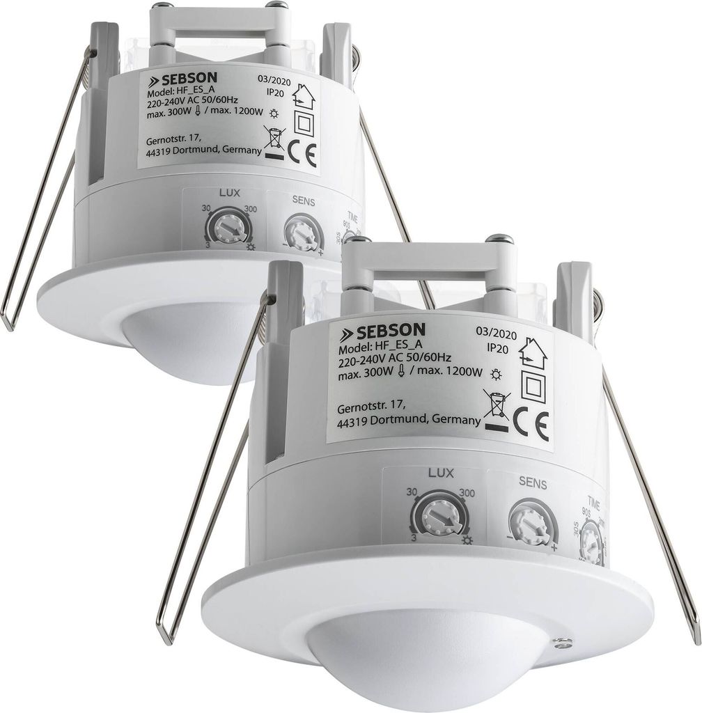 2x Bewegungssensor Unterputz 360° Einbau Deckenmontage HF Sensor SEBSON