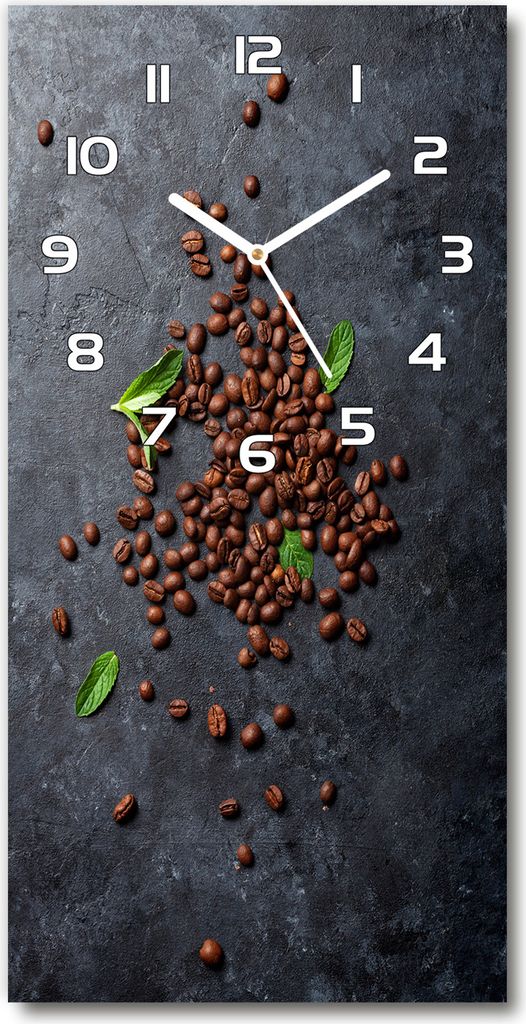 Wanduhr aus Glas – 30x60 cm - Glasbild - Glasuhr - Gehärtetes Glas -Körner Kaffee