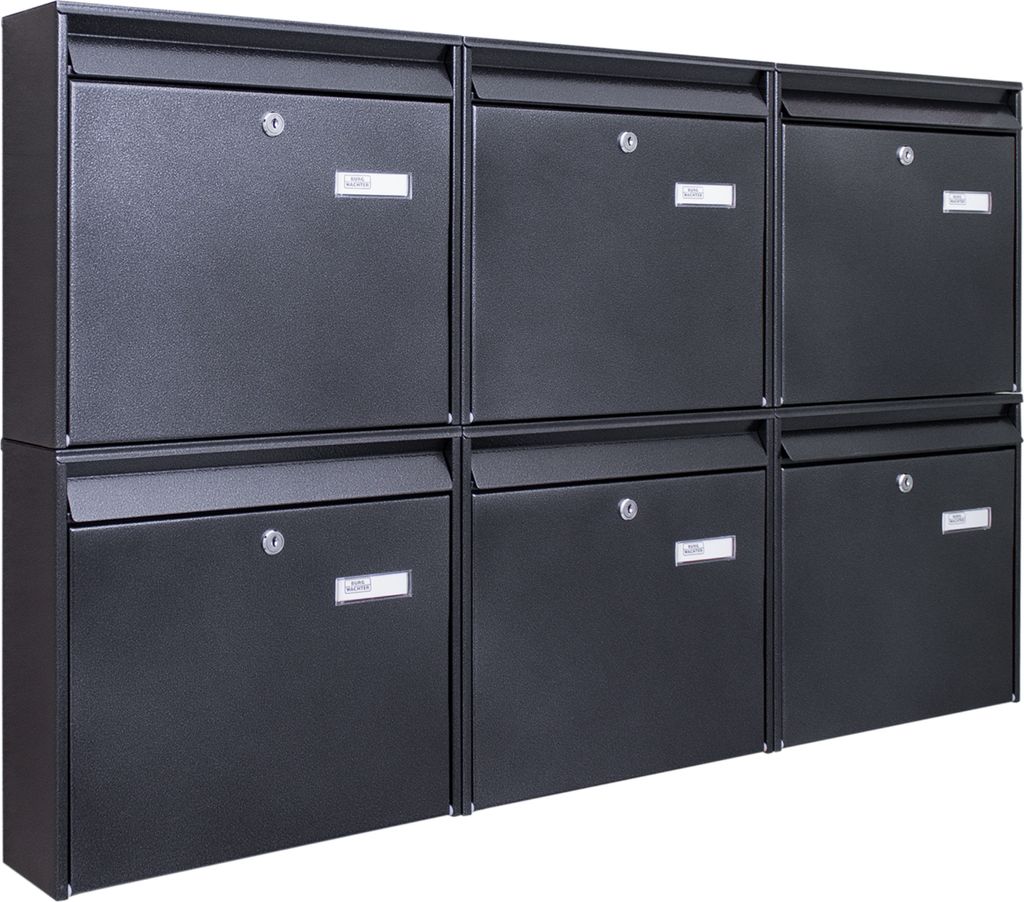 Burg-Wächter Briefkastenanlage 6-fach schwarz 108x96x10cm, Produktbild 1