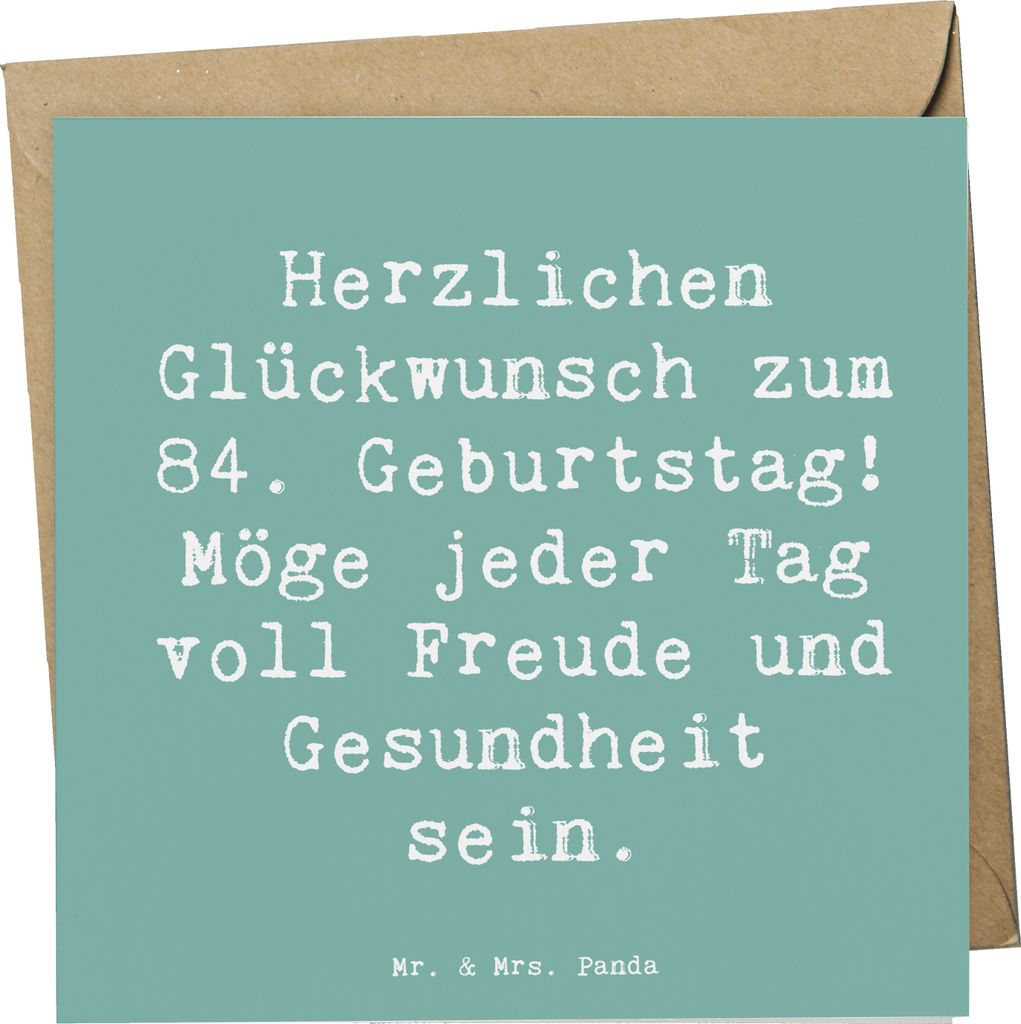 Mr. & Mrs. Panda Glückwunschkarte Spruch 84. Geburtstag - Meeresbrise - Geschenk, doppelkarte, Alter, Klappkarte, großartige Erinnerungen, anlass...
