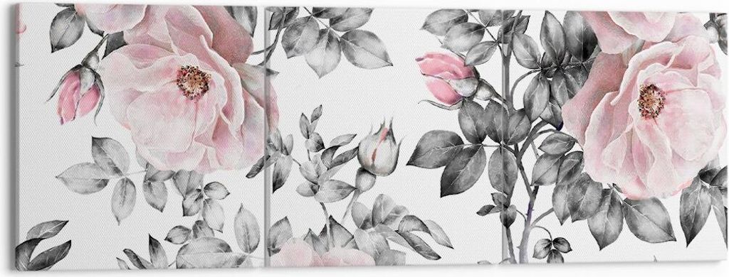 Bild auf Leinwand - Leinwandbild - Blumen Blätter Pflanze Rose - 150x50cm - Wand Bild - Wanddeko - Leinwanddruck - Bilder - Kunstdruck - Wanddekor...